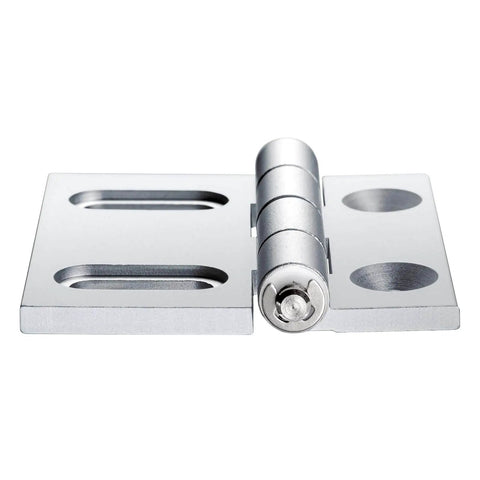Two Pack Aluminum Door Hinges With Flat Head Screws, Adjustable Hole Spacing From Three To Five Inches, Hinge Size Two Point Seven Six Inches By Two Point Four Eight Inches, Silver Finish, Heavy Duty Cabinet And Door Butt Hinge Set For Smooth Operation