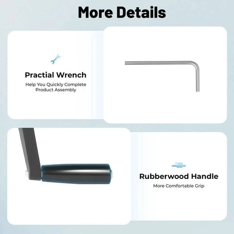 Practical wrench and rubberwood handle details for Heavy Duty Gear Driven Sheet Metal Bead Roller Machine.