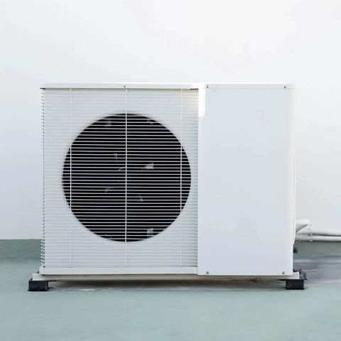HVAC unit installed on Rock Solid Heavy Duty Rubber Vibration Pads 4 Pack 50mm Square 10mm Thick Isolation Mats Non Slip
