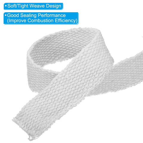 White ceramic fiber stove gasket rope, flat woven, 2 in x 1/8 in x 157 in, 2 pcs