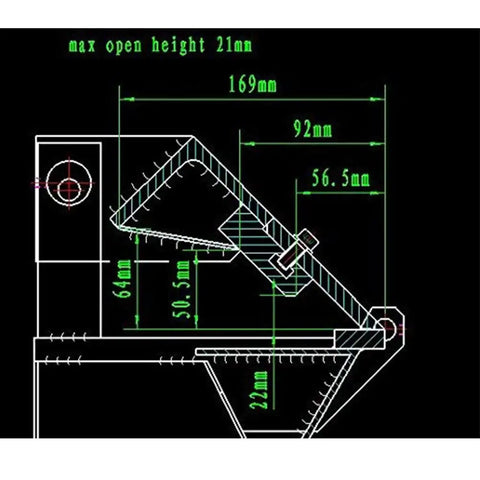 Technical diagram of 12 Inch Box And Pan Brake For 20 Gauge Metal showcasing precise dimensions for compact design and metal bending.