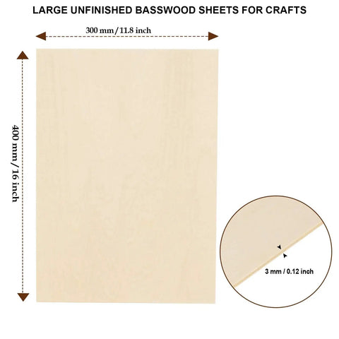 12 Pack Basswood Sheets 12 X 16 X 3mm Thick Unfinished Basswood For Laser Cutting And Engraving Crafts Painting Wood Burning