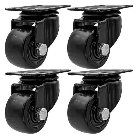 2 Inch Heavy Duty Polyurethane Caster Wheels With Double Ball Bearing Industrial Grade Solid Low Profile Smooth And Silent 1000 Lb Capacity Pack Of 4 Non Marking Floor Protection For Industrial Carts And Dollies Quiet Operation