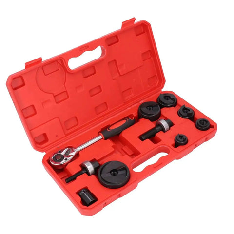 Red case with Ratchet Knockout Hole Punch Driver Kit For Pros Multifunctional Manual Ratchet Hole Cutter Tool and six punches