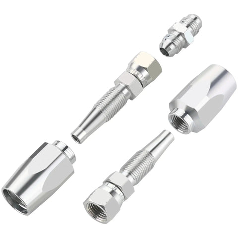 Two Pack Three Eighths Inch Reusable Hydraulic Fittings for Three Eighths Inch Inner Diameter Single Wire Hydraulic Hose Repair Kit.