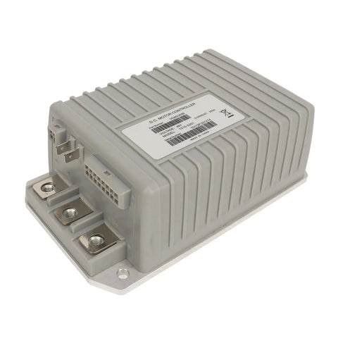 Front view of Hamwesh 48V 250A DC motor controller in gray finned housing with 3 power terminals