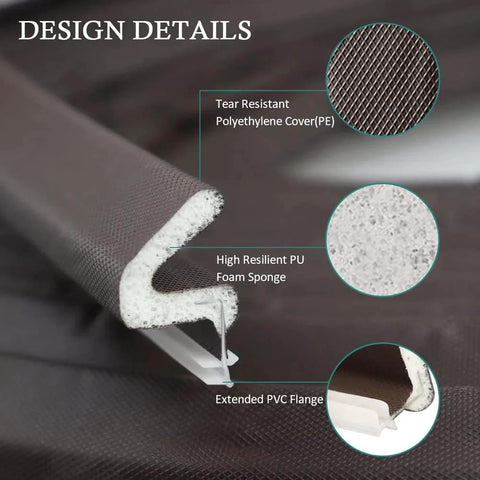 Kerf Door Weather Stripping Seal 26 Ft Foam Weatherstrip With Slot Card Slot Installation Brown Easy Cut To Size Durable PU Foam Door Seal For Drafts And Noise Reduction A Tight Seal On Kerf Frames showing design details.