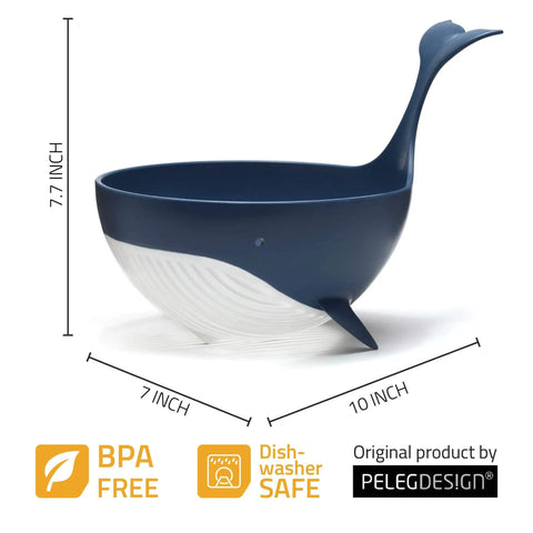 Pastail Medium Whale Shaped Pasta Colander For Draining Pasta Vegetables And Fruit, a fun kitchen gadget standing on its fins