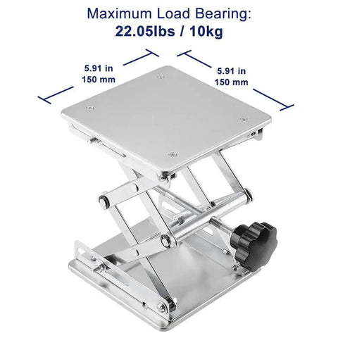 6x6 Lab Scissors Jack Stainless Steel Lift Platform 75-260 mm Adjustable Height with 150x150 mm platform