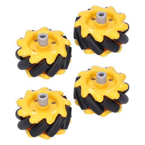 Mecanum Wheel Set For Smart Car 48mm Directional Robot Wheels With Four Wheel Drive Smooth Running And Strong Grip In Yellow And Black