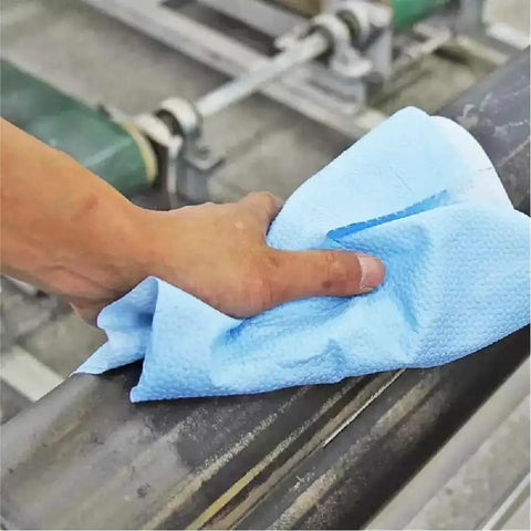 Heavy Duty Lint Free Cleaning Towels For Auto Body And Industrial Prep, Solvent Resistant Wipes, 100 Pack, 9x17 In, Blue