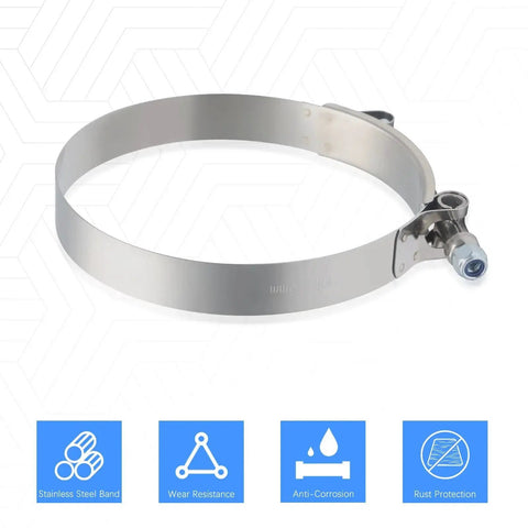 Two Pack 4 Inch T Bolt Stainless Steel Hose Clamps For 4 Inch ID Hoses 108 To 116mm Working Range 304 Stainless Steel Heavy Duty