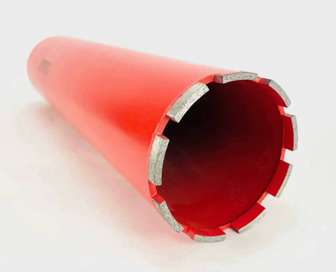 4 Inch Diamond Wet Core Drill Bit For Concrete And Masonry, Heavy Duty 1 1/4 Inch Threaded, 17 Inch Overall Length, Wet Core Through Rebar