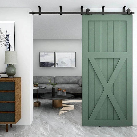Heavy Duty 6.6 Ft Ceiling Mount Sliding Barn Door Hardware Kit Fits 40 Inch Wide Wooden Doors Easy To Install Smooth Operation