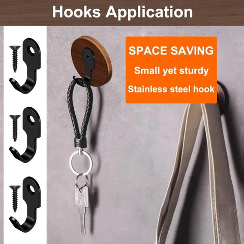 Black 20Pcs Small J Hooks Set Made From 304 Stainless Steel Wall Mounted Mini Hooks Hangers For Towel Picture Mirror Key Chain