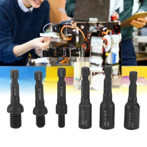Six Piece Set With Quarter Inch Shank Double Ended Air Sockets in Chrome Molybdenum Steel for Furniture and Woodworking