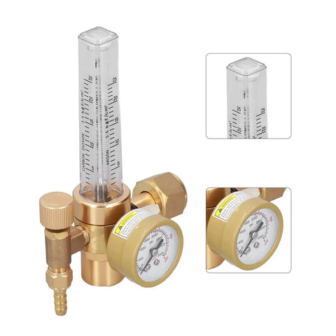 CO2 Welding Gas Regulator With Flowmeter Brass Body For MIG Welding, Adjustable Flow From Zero To Twenty Five LPM, Brass Construction