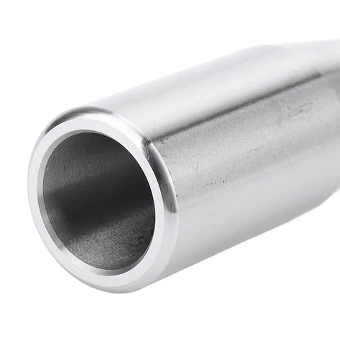 End view of R8-to-MT3 adapter sleeve in hardened alloy steel; hollow cylindrical milling arbor component.
