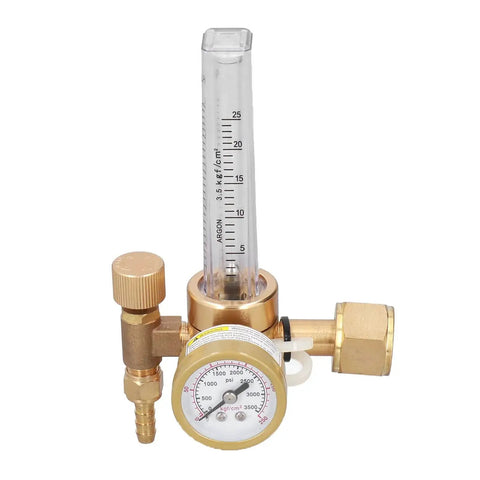CO2 Welding Gas Regulator With Flowmeter Brass Body For MIG Welding, Adjustable Flow From Zero To Twenty Five LPM, Pressure Rating 3500 Psi