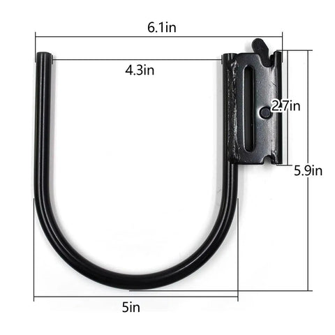 Heavy Duty E-Track J Hooks 5 Inch Set For Cargo Tie Down Systems In Trucks Trailers And Vans, side view with dimensions
