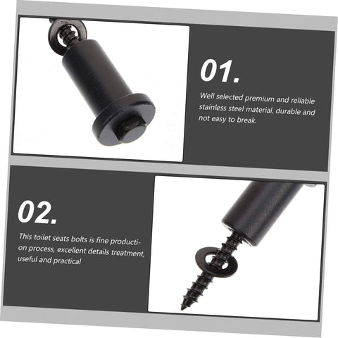 Stainless steel toilet seat bolt, close-up showing durability and fine craftsmanship with detailed treatment.
