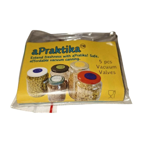 aPraktika vacuum valves for food storage jars, 5-piece set with transparent caps