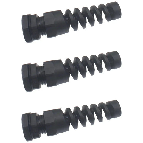 8 Pack Waterproof Nylon Cable Glands with PG11 Thread for 5mm to 10mm Wires, Black Spiral Strain Relief Connectors, side view