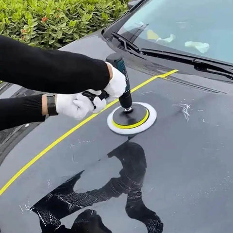6 Inch Wool Polishing Pad Kit With Backer Pad And M14 Drill Adapter for Drill Buffers on car hood for auto detailing