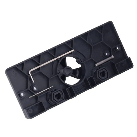 Top view of 35mm Hinge Hole Saw Jig Drilling Guide Set For Woodworking With Adjustable Depth From 15mm To 45mm In ABS Material Black Cutter Bit Locator