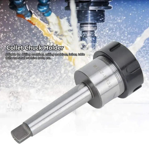 CNC Milling Tool Holder With MTA2 Shank And ER32 Collet Chuck, high-speed steel, shown in machining environment