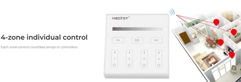 Four Zone Wireless Panel Remote Battery Powered No Wiring Setup With Magnetic Holder Outdoor Mount No Fuss Easy 2 4G RF