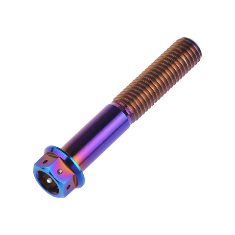 Titanium Flange Hex Head Bolt M10x60mm Pitch 1.25mm Burnt Blue Grade 5 6AL4V Titanium Alloy Pack Of 4 Heavy Duty Screws