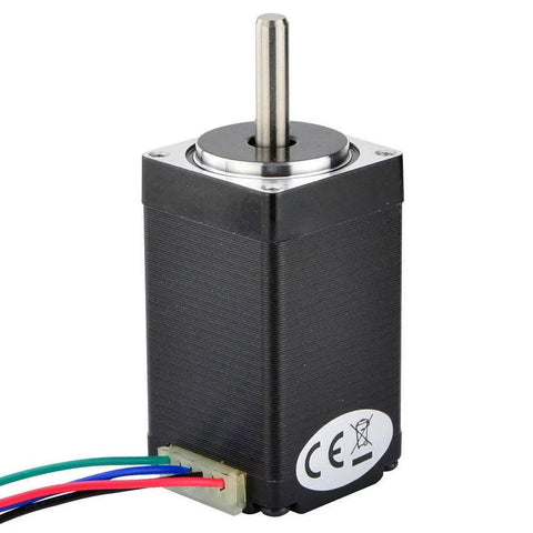 NEMA 11 micro stepper motor with 4-wire leads, black housing and metal shaft