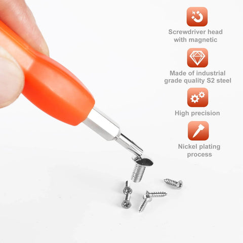 Double Ended T6 T15 Screwdriver Tool shown with magnetic tip lifting screws, ideal for video doorbell repair and WiFi reset.