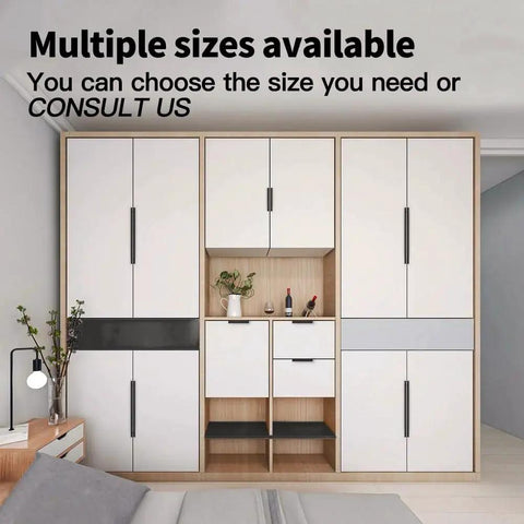 Interior with white cabinet featuring Edge Black Hidden Drawer Door Cabinet Handle Aluminum Alloy Finger Pull, modern bedroom design.