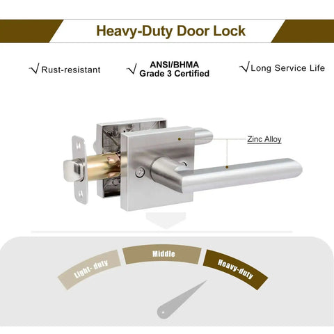Six Pack Interior Door Levers For Passage Doors No Locking Heavy Duty Satin Nickel Finish With Square Plates Reversible