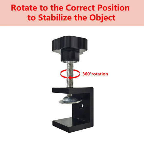Set Of 4 Heavy Duty C Clamps For Woodworking And Metalworking, black aluminum alloy clamp with rotating screw mechanism, side view