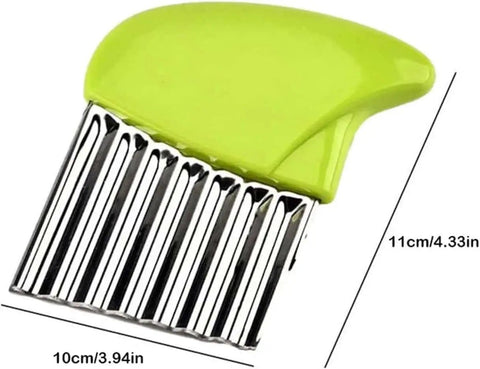 Yellow Stainless Crinkle Cutter For Veggies And Fries Strong Long Lasting Potato Carrot Chip Slicer Durable Kitchen Gadget With Ergonomic Handle Great For Home Cooking Camping And Outdoor Grilling Easy Wave Slices with measurements