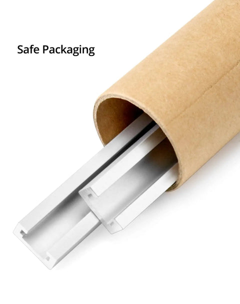 Aluminum T Track 36 Inch 4 Pack Universal Double Cut Profile With Predrilled Holes And Screws shown in protective packaging