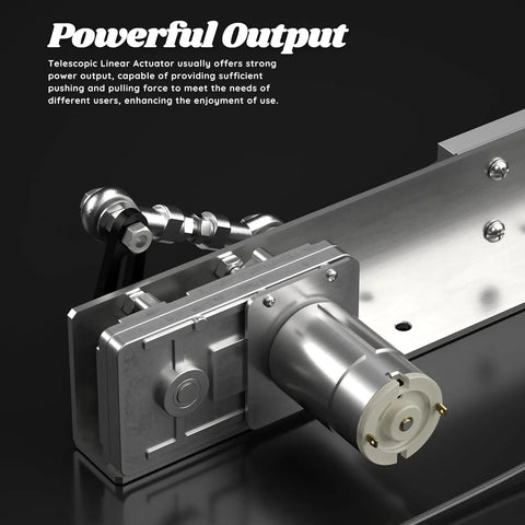 Close-up of DIY Reciprocating Linear Actuator With Adjustable Telescopic Stroke And Speed Controller, showcasing the motor and chrome tube.