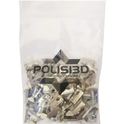 100 Pack Spring Loaded M5 T Nuts for 20x20 Aluminum Extrusions in the 20 Series Roll In Style, 6mm Slot, Nickel Plated Carbon Steel
