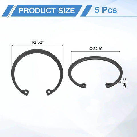 Five Pack Internal Retaining Ring Circlip Set 2.52 Inch Outer Diameter 2.25 Inch Inner Hole 0.08 Inch Thick 65Mn Spring Steel