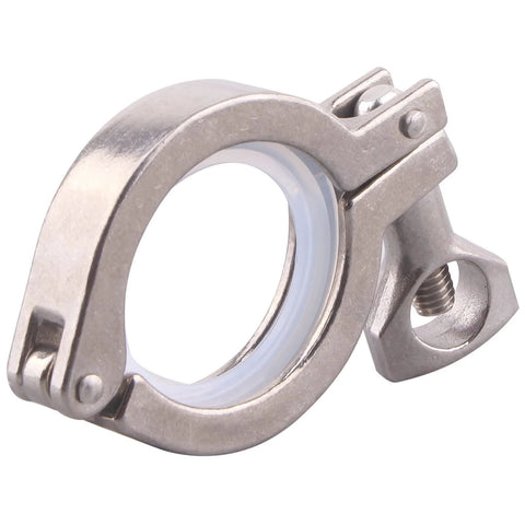 Sanitary stainless steel tri-clamp with wing-nut and silicone gasket, 50.5mm TC ferrule clamp