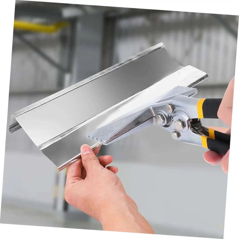 Person using Beefy Multi-Functional Hand Seamer Tool with Electric Edge Folding Pliers for HVAC sheet metal bending and clamping