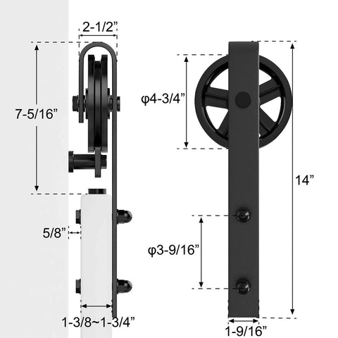Black Antique Sliding Barn Door Roller Kit With Floor Guide And Door Stoppers Screws And Anti Jump Block Heavy Duty Hangers