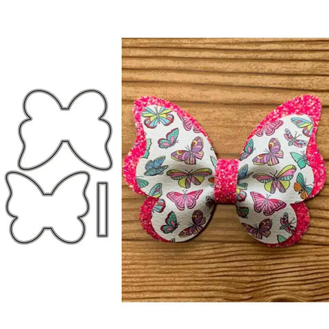 1 Set Butterfly Bow Tie Metal Die Cuts For DIY Scrapbooking And Card Making; shown as metal stencil with colorful paper bow design.