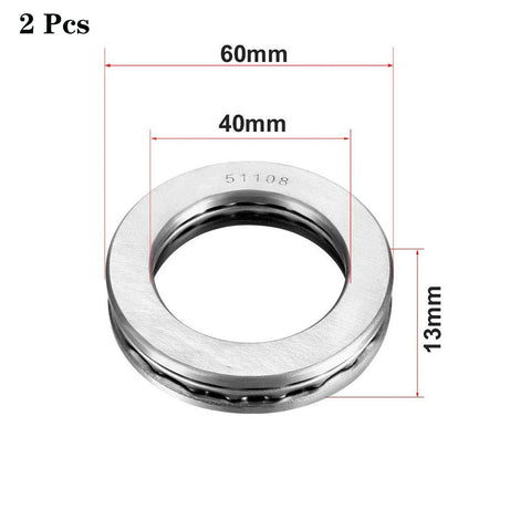 Thrust ball bearings, 40x60x13 mm, bearing steel, 2 pcs, single row