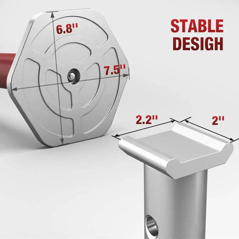 Close-up of components from 3 Ton Aluminum Jack Stands With Locking Pins, showing stable design with measurements indicated.