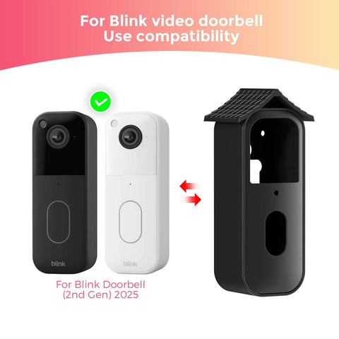No Drill Doorbell Mount For Blink Video Doorbell 2Nd Gen Renter Friendly Tool Free Easy Installation Doorbell Not Included Black Security Mount For Apartments showing compatibility with Blink doorbells.