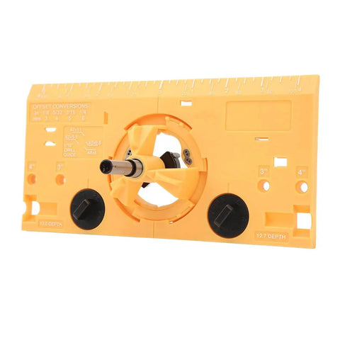 35mm Hinge Jig For Woodworking With Cutter And 16 Inch Bit Yellow Pro Grade Precise Hinge Hole Locator With Easy To Read Scales